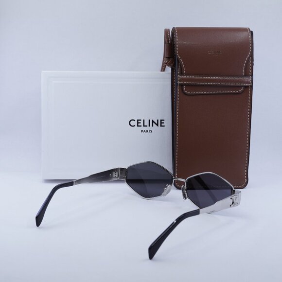 Celine CL40254U 16A Geometric Sunglasses - Palladium / Smoke main image 9